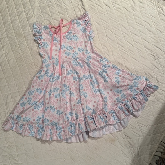 nwot Floral Ruffle Twirl Dress Girls 7T - Picture 3 of 4